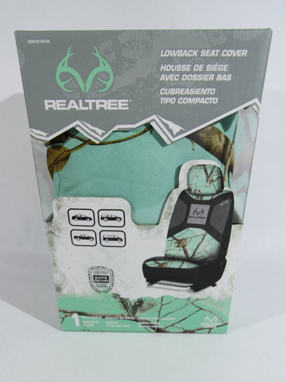 1 Realtree Mint Color Polyester, Water & Dirt Resistant, Low Back Seat Cover